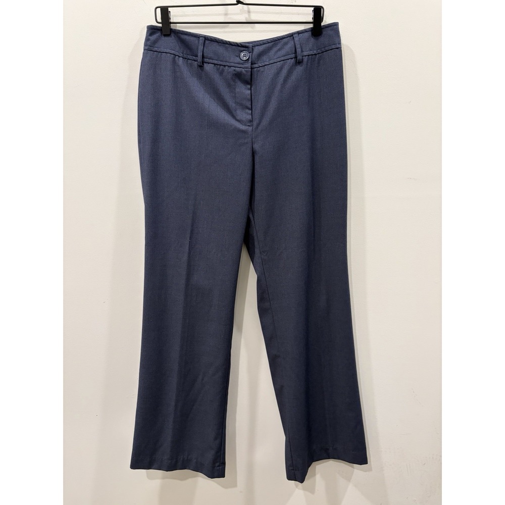 Bogari Women Blue Silk Wool Dress Pants Sz 10 straight leg work wear EUC